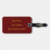 Elegantes Monogram Script Modernes Burgundy Red Go Gepäckanhänger (Rückseite horizontal)