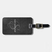 Elegantes Monogram Script Rosa Niedlich Leder Gepäckanhänger (Vorderseite horizontal)