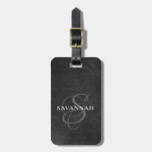 Elegantes Monogram Script Rosa Niedlich Leder Gepäckanhänger (Vorderseite vertikal)