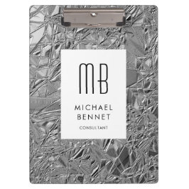 Elegantes Monogram Silver Business Klemmbrett