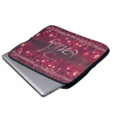 Elegantes Monogram Sparkle Personalisiertes Notebo Laptopschutzhülle (Vorne Knopf)