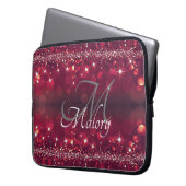 Elegantes Monogram Sparkle Personalisiertes Notebo Laptopschutzhülle (Vorderseite Links)
