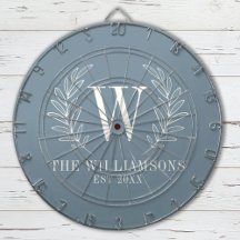 Elegantes Monogram Staubblau Familienname