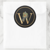 ELEGANTES MONOGRAM W mit OBST UND BLUME Runder Aufkleber (Tasche)