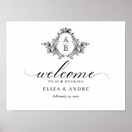 Elegantes Monogram Wappen Custom Wedding Welcome S Poster