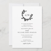 Elegantes Monogram Wappen Foto Botanische Hochzeit Einladung (Vorderseite)