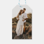 Elegantes Monogram Wappen Foto Botanische Hochzeit Geschenkanhänger (Rückseite)