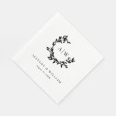 Elegantes Monogram Wappen Foto Botanische Hochzeit Serviette (Ecke)