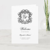 Elegantes Monogram Wappen Foto Hochzeit Programm (Vorderseite)