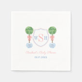 Elegantes Monogram Wappen Girl Baby Shower Party Serviette (Vorderseite)