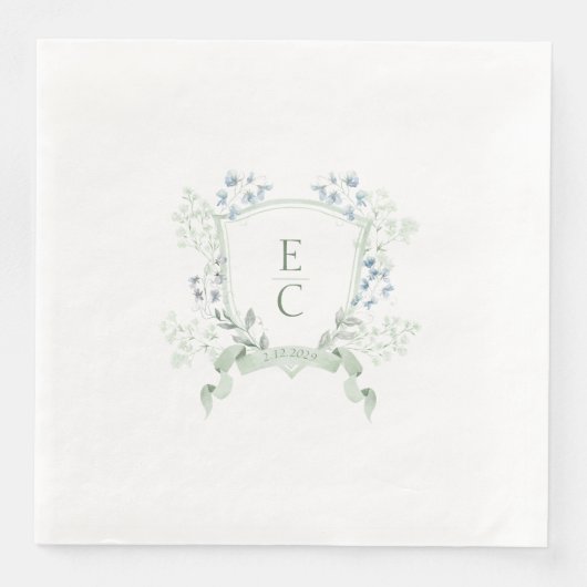 Elegantes Monogram Wappen Hochzeit Napkins Serviette (Vorderseite)