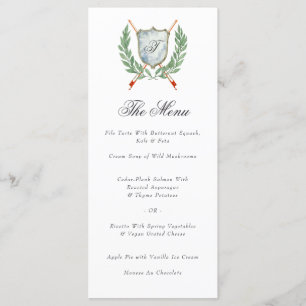Elegantes Monogram Wappen Musical Themed Dinner Menükarte