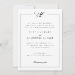 Elegantes Monogram Wedding Invitation Foto Einladung