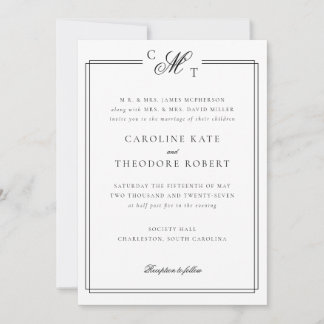 Elegantes Monogram Wedding Invitation Foto Einladung