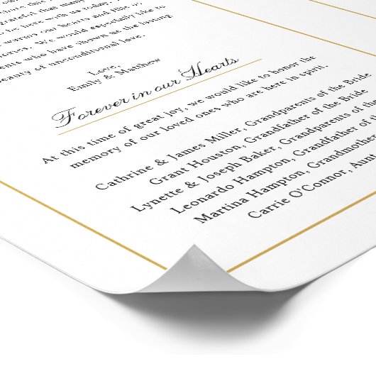 Elegantes Monogram Wedding Program Außendownload Poster (Ecke)