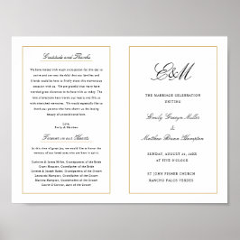Elegantes Monogram Wedding Program Außendownload Poster