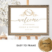 Elegantes Monogram Wedding Welcome Sign in Gold Poster