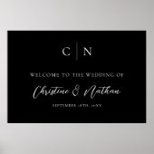 Elegantes Monogram Wedding Welcome Sign Poster (Vorne)