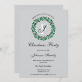 Elegantes Monogram Weihnachtsfest Abendessen Party Einladung (Vorne/Hinten)