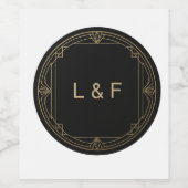Elegantes Monogram Weinlabel - Schwarzes & Gold Th Weinetikett (Einzelnes Label)