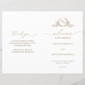 Elegantes Monogram White Gold Wedding Folded Progr (Vorderseite)