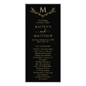 Elegantes Monogram Wreath Wedding Programm (Vorne)