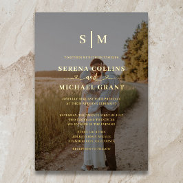 Elegantes Monogramm 2 Foto-Hochzeit Folieneinladung