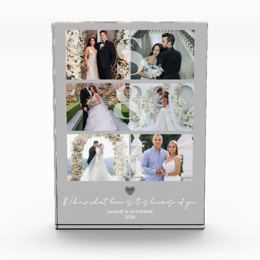 Elegantes Monogramm 6 Fotos Collage Valentinsgesch (Vorderseite)