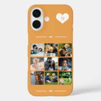 Elegantes Monogramm 9-Foto-Collage orange