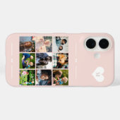 Elegantes Monogramm 9-Foto-Collage Rosa rot Case-Mate iPhone Hülle (Rückseite (Horizontal))
