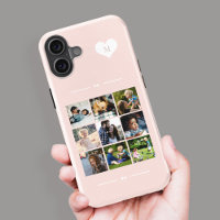 Elegantes Monogramm 9-Foto-Collage Rosa rot