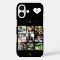 Elegantes Monogramm 9 Foto-Collage schwarz