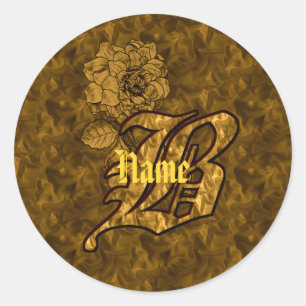 Elegantes Monogramm Anfangsbuchstabe B Gold Pfings Runder Aufkleber