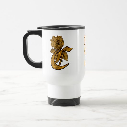 Elegantes Monogramm Anfangsbuchstabe C Gold Pfings Reisebecher (Links)