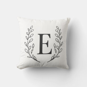 Elegantes Monogramm Anfangsbuchstabe E Botanische  Kissen