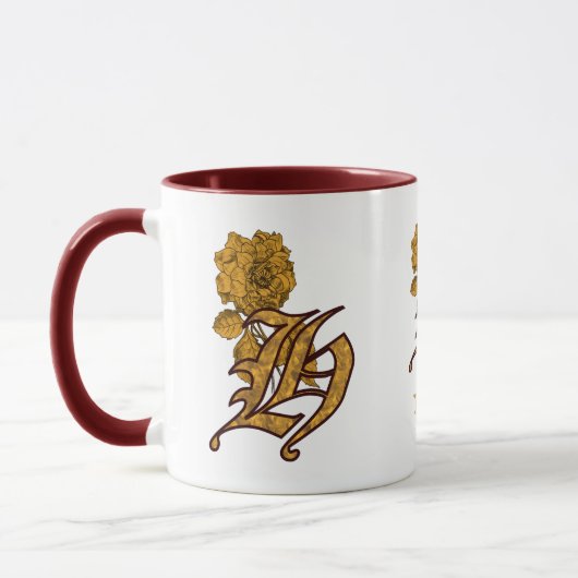 Elegantes Monogramm Anfangsbuchstabe H Gold-Pfings Tasse (Links)