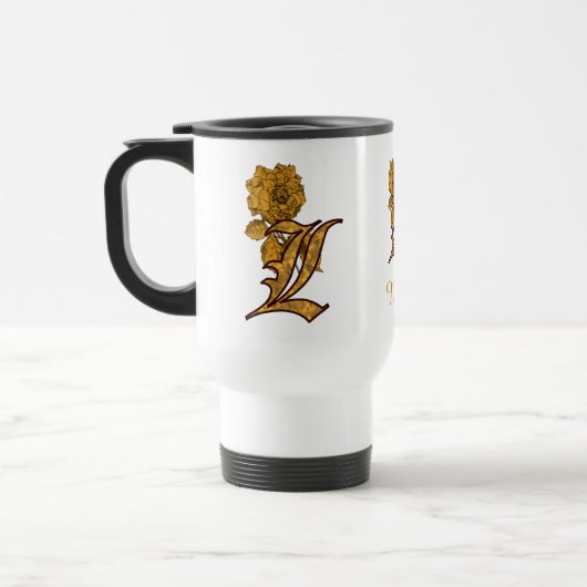 Elegantes Monogramm Anfangsbuchstabe L Gold-Pfings Reisebecher (Links)