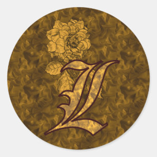 Elegantes Monogramm Anfangsbuchstabe L Gold Pfings Runder Aufkleber