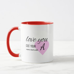 Elegantes Monogramm Anfangsbuchstabe Liebe dich, w Tasse