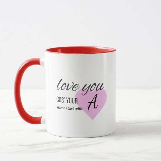 Elegantes Monogramm Anfangsbuchstabe Liebe dich, w Tasse (Links)