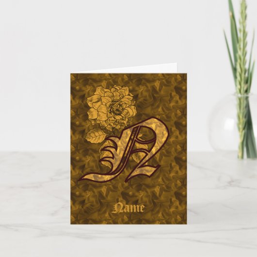 Elegantes Monogramm Anfangsbuchstabe N Gold Pfings (Vorderseite)