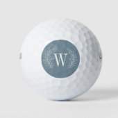 Elegantes Monogramm Anfangsbuchstabe Staubblau Golfball (Vorderseite)