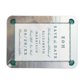 Elegantes Monogramm, Aquamariner Scallop Beach Sav Magnet (Horizontal)