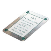 Elegantes Monogramm, Aquamariner Scallop Beach Sav Magnet (Linke Seite)