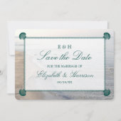 Elegantes Monogramm, Aquamariner Scallop Beach Save The Date (Vorderseite)