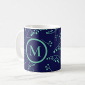 Elegantes Monogramm aquamarines türkisfarbenes Bee Kaffeetasse (Vorderseite Links)