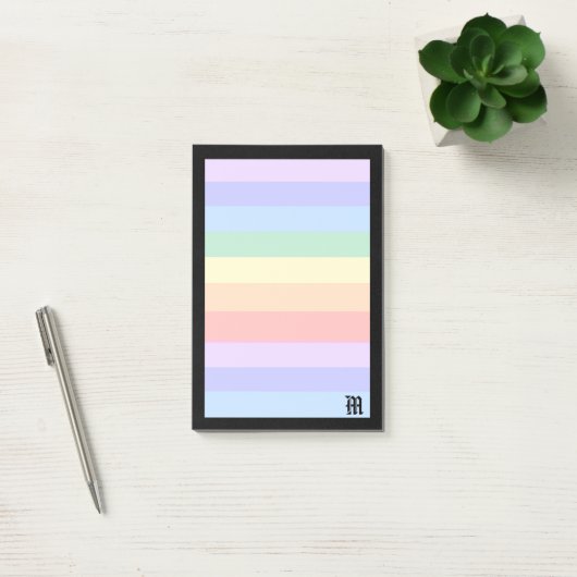 Elegantes Monogramm auf pastellfarbenem Regenbogen Post-it Klebezettel (Büro)