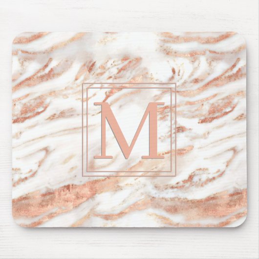 Elegantes Monogramm auf schicke Kupfer-Rose Gold-M Mousepad (Vorne)