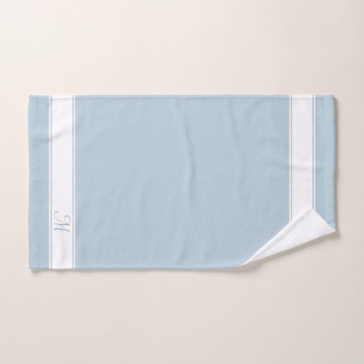 Elegantes Monogramm auf White & Wondrous Blue Badhandtuch Set (Handtuch)