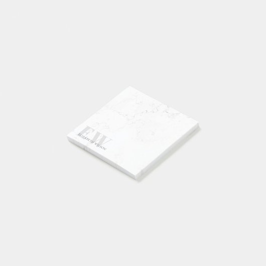 Elegantes Monogramm aus einfachem Marmorstein Post-it Klebezettel (angewinkelt)